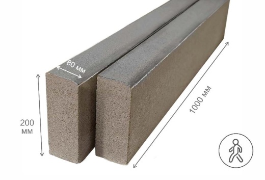 Бордюр тротуарный, серый (без цвета)